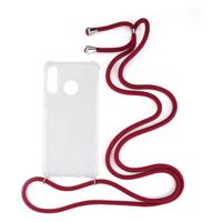 Shop4 - Huawei P30 Lite Hoesje - Zachte Back Case met Koord Donker Rood