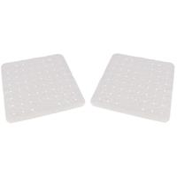 Set van 2x stuks badmat/douchemat - anti-slip - wit - vierkant - 54 x 54 cm