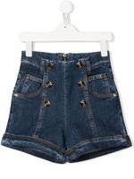 Balmain Kids short en jean à taille haute - Bleu