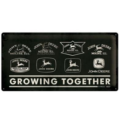 John Deere Growing Together Metalen Bord 25 x 50 cm