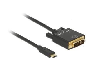 Delock 85320 USB-C-displaykabel USB-C / DVI Adapterkabel USB-C stekker, DVI-D 24+1-polige stekker 1.00 m Zwart Vergulde steekcontacten