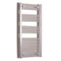 Elektrische Design Radiator Sanicare Plug & Play 172x45 cm Inox Look 920 Watt Met Zwarte Thermostaat Links - thumbnail