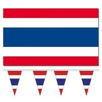 Landen vlaggen versiering set - Thailand - Vlag 90 x 150 cm en vlaggenlijn 5 meter - thumbnail