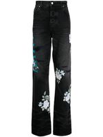 AMIRI floral-print straight-leg jeans - Noir