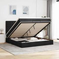 vidaXL Ottoman bed met matras en LED's 180x200cm stof zwart, bedframe, ottoman bedframe, bedframe met opbergruimte onder het bed, bedframe met opbergruimte