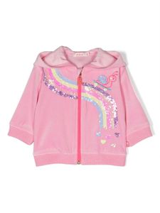 Billieblush hoodie orné de sequins à rayures multicolores - Rose