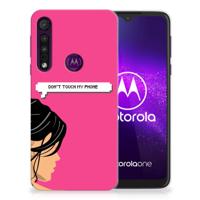Motorola One Macro Silicone-hoesje Woman Don't Touch My Phone