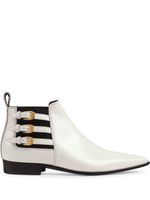 Gucci pointed side buckle ankle boots - Blanc