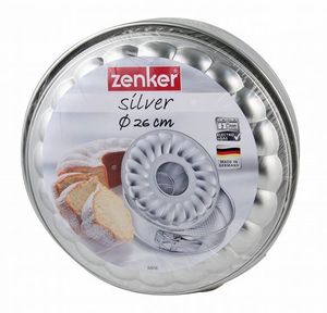 Zenker springvorm met vlakke- en tulband zilver 26cm