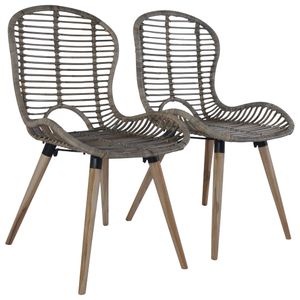 Eetkamerstoelen 2 st natuurlijk rattan bruin