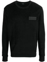 Balmain sweat en velours à design monogrammé - Noir