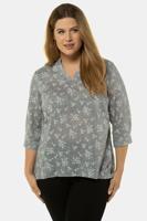 Ulla Popken Tuniek, fijne structuur, opstaande kraag, 3/4 mouwen - Grote Maten