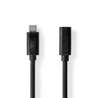 NEDIS USB-kabel - USB 3.2 Gen 1 - USB-C stekker - USB-C bus - 4K @60Hz - 5 Gbps - Vernikkeld - 2.00 m - Rond - PVC - Zwart - Box