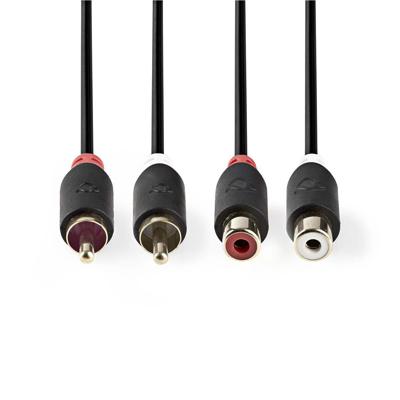 Nedis CABW24205AT20 Stereo Audiokabel 2x Rca Male - 2x Rca Female 2,0 M Antraciet