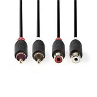 Nedis CABW24205AT20 Stereo Audiokabel 2x Rca Male - 2x Rca Female 2,0 M Antraciet