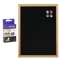 Krijtbord/schoolbord met magneten en 12x krijtjes - 30 x 40 cm