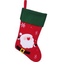 Decoratie kerstsok - rood - met kerstman - H45 cm - polyester   -