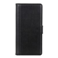 Shop4 - LG Q60 Hoesje - Wallet Case Grain Zwart