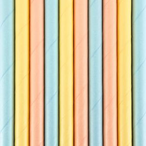 Drinkrietjes - papier - 10x - multi kleuren pastel - 19,5 cm - rietjes   -