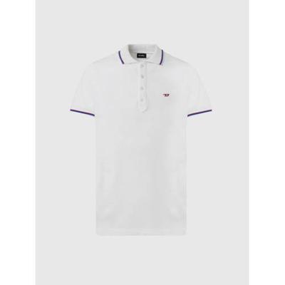 Diesel slim fit polo met contrastbies wit
