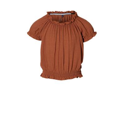 LEVV Girls top Marina met ruches roestbruin