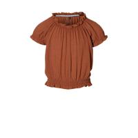 LEVV Girls top Marina met ruches roestbruin