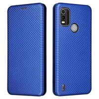 Nokia C21 Plus Flip Case - Koolstofvezel - Blauw