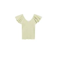 Mango ribgebreide top met ruches groen