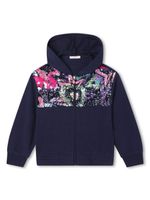 Billieblush hoodie zippé à sequins brodés - Bleu