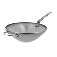 DE BUYER - Minerale B Steel-Plate Wok met handvat naar de staart - Diameter 32 cm - 5618.32