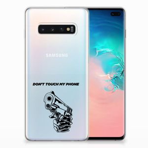 Samsung Galaxy S10 Plus Silicone-hoesje Gun Don't Touch My Phone