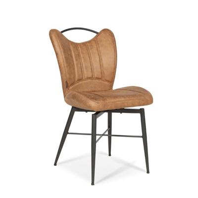 Industriële Eetkamerstoel Lexus (draaibaar) | Metaal Stof  | Zwart Cognac