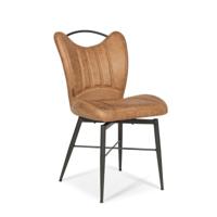 Industriële Eetkamerstoel Lexus (draaibaar) | Metaal Stof  | Zwart Cognac