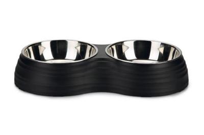 Beeztees rimpu - dinerset hond - melamine - zwart - 2x700 ml Beeztees rimpu - dinerset hond - melamine - zwart - 2x700 ml