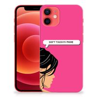 iPhone 12 Mini Silicone-hoesje Woman Don't Touch My Phone - thumbnail