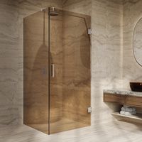 Saniclear Modern Exclusive brons glas douchecabine 100x90cm met 90cm deur anti-kalk RVS - thumbnail