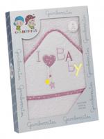 Gamberritos badcape i love baby 100 x 100 cm katoen