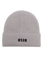 MSGM bonnet nervuré à logo brodé - Gris - thumbnail