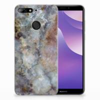 Huawei Y6 (2018) TPU Siliconen Hoesje Marmer Grijs