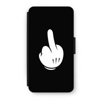 Middle finger black: iPhone X Flip Hoesje - thumbnail