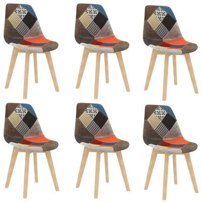 Vidaxl Eetkamerstoelen 6 St Met Patchwork Ontwerp Stof Meerkleurig