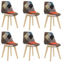 Vidaxl Eetkamerstoelen 6 St Met Patchwork Ontwerp Stof Meerkleurig