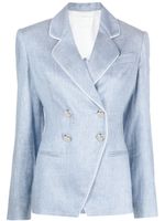 Genny blazer croisé à bords passepoilés - Bleu