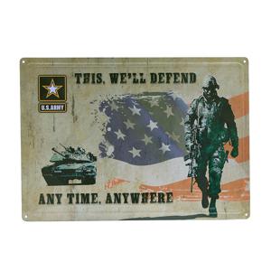 US Army Decoratie wandbord/muurplaatje - metaal - We Will defend - 32 x 41 cm - mancave