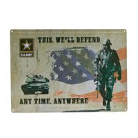 US Army Decoratie wandbord/muurplaatje - metaal - We Will defend - 32 x 41 cm - mancave - thumbnail