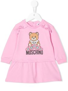 Moschino Kids robe volantée à logo imprimé - Rose