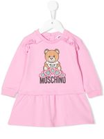 Moschino Kids robe volantée à logo imprimé - Rose - thumbnail