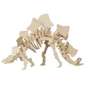 Houten 3D puzzel stegosaurus dinosaurus 23 cm