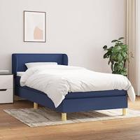 vidaXL Boxspring met matras stof blauw 100x200 cm, bed, boxspringbed, tweepersoonsbed, slaapmeubel, boxspring bed, bed met matras, bedframe, ledikant