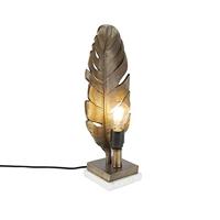 QAZQA - Art Deco Art Deco tafellamp brons met marmeren voet - Leaf | Woonkamer | Slaapkamer | Nachtkastlamp - Aluminium Organisch - E27 Geschikt voor LED - Max. 1 x 40 Watt